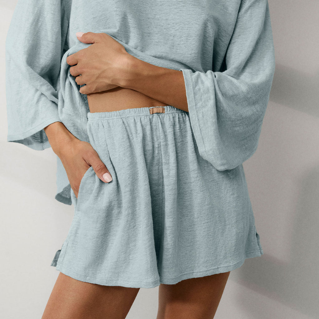 Linen Knit Side Slit Short