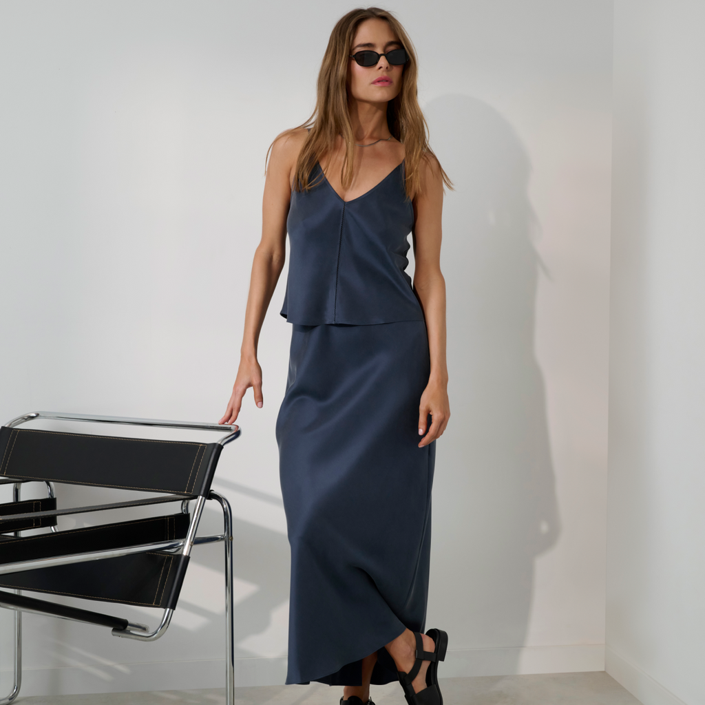 Washable Silk Maxi Bias Skirt