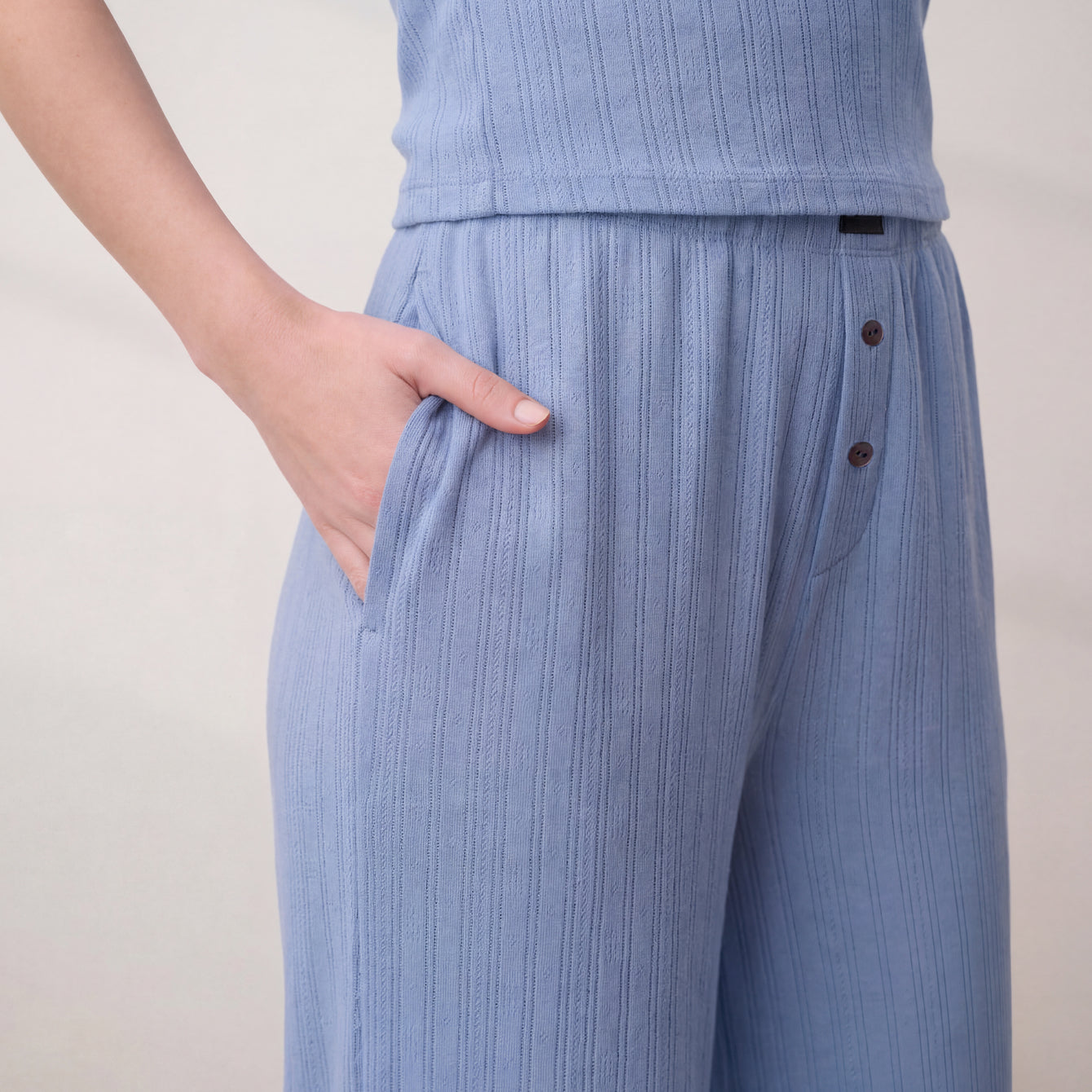 Pointelle Wide Leg Pant