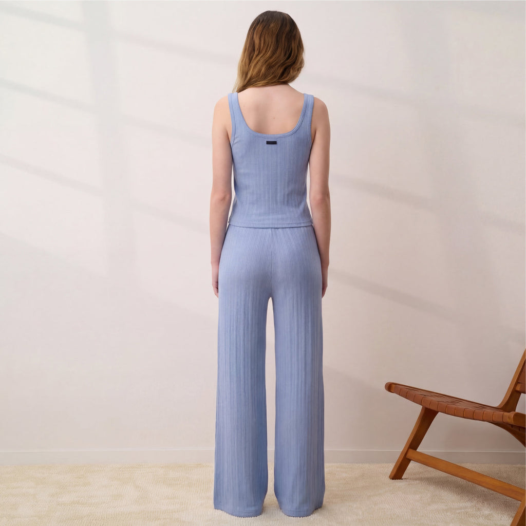 Pointelle Wide Leg Pant