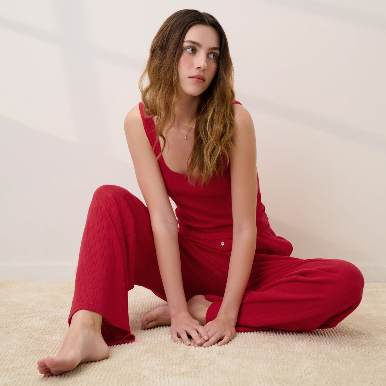 Pointelle Wide Leg Pant