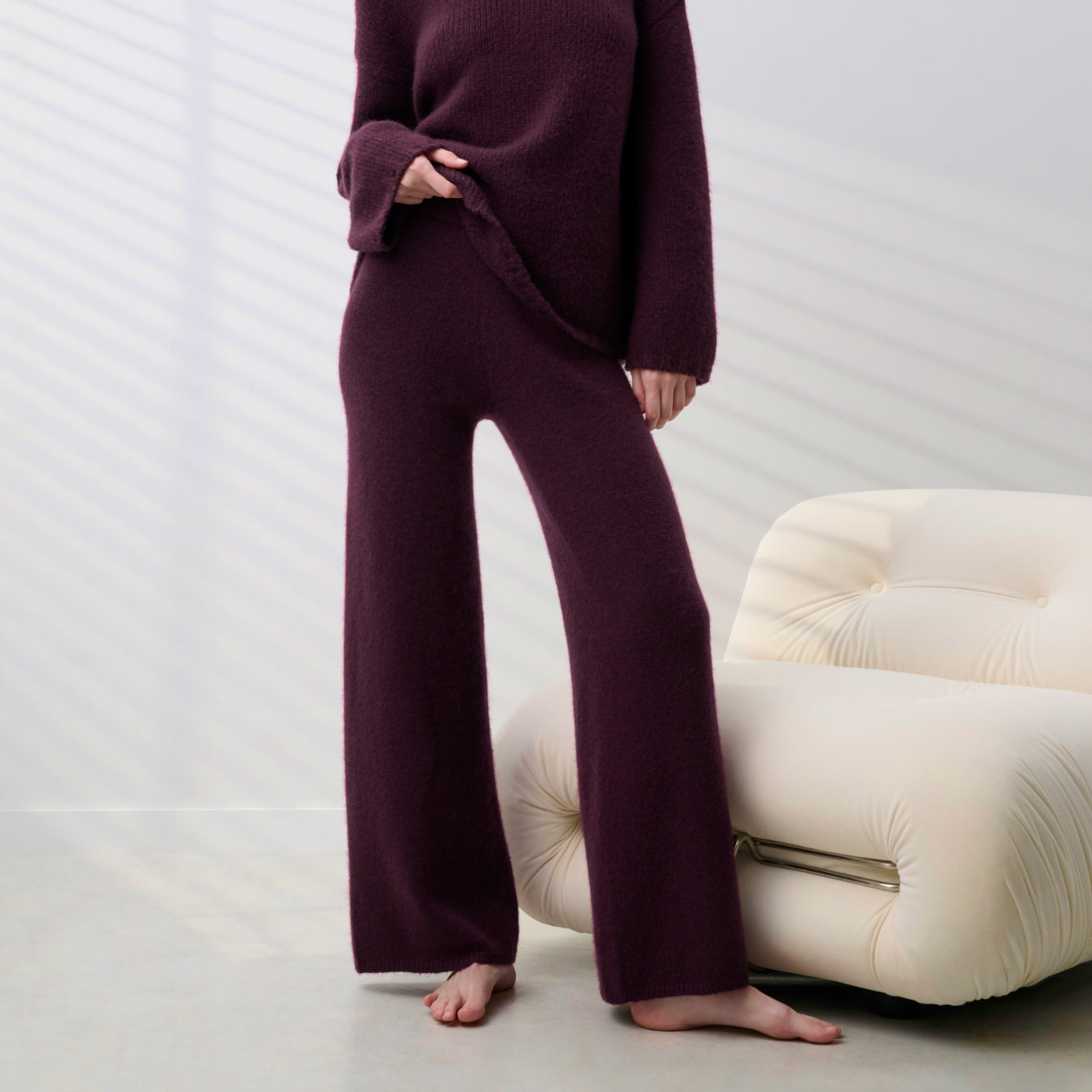 Cashmere Wool Wide Leg Pant