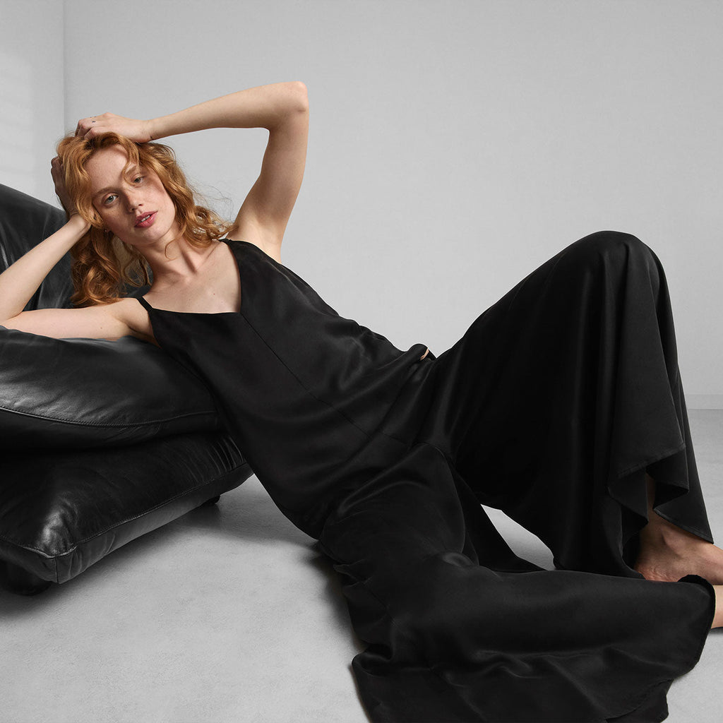 Washable Silk Elastic Strap Jumpsuit