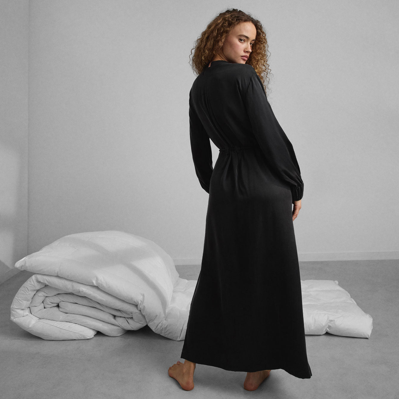 Washable Silk Long Robe