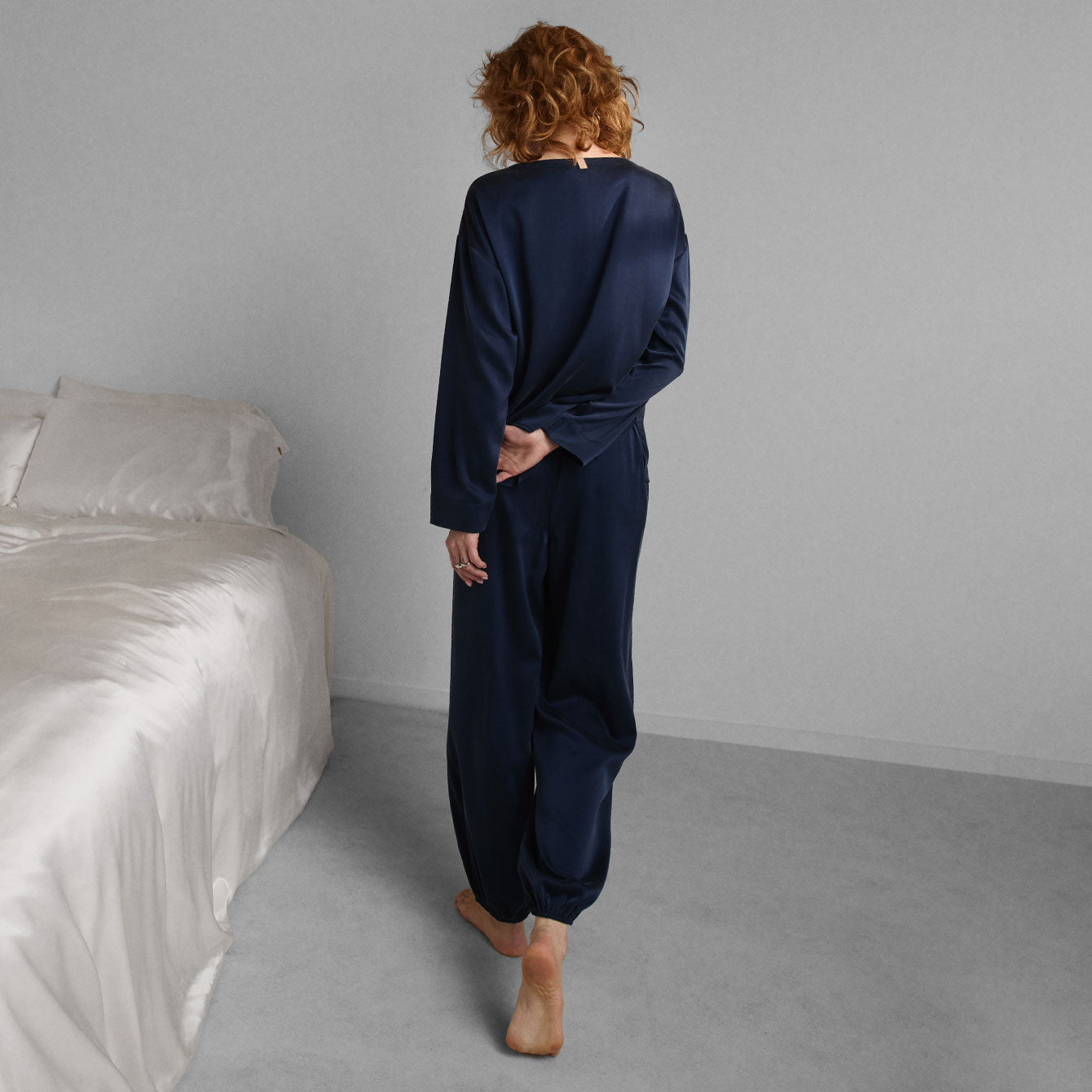 Washable Silk Long Sleeve Jogger Pant Set