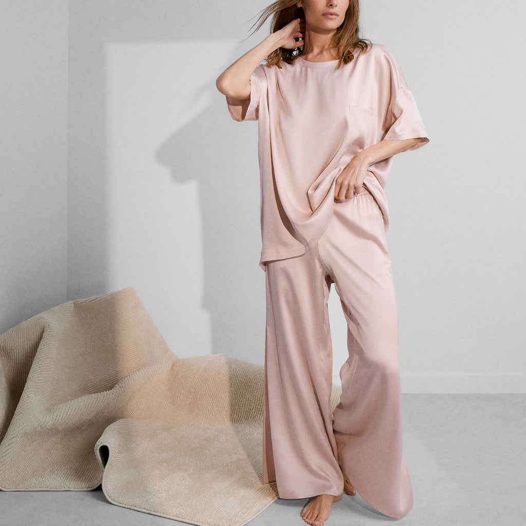 Washable Silk Tee Pant Set
