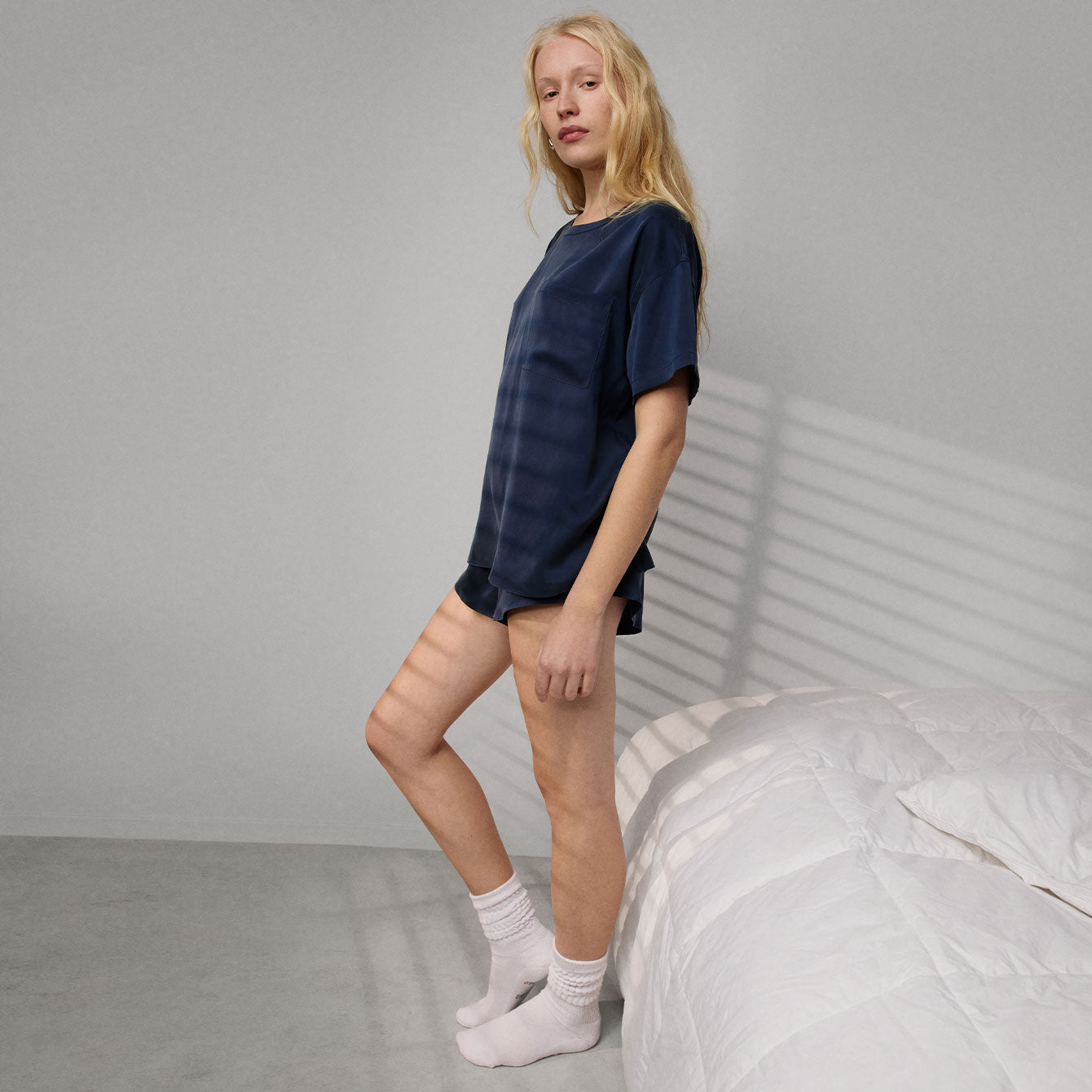 Washable Silk Tee Short Set